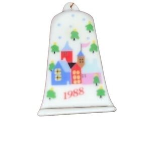 LVC 1988 Bell Winter Village Town Tree Ornament Vtg Christmas Beautiful Ceramic